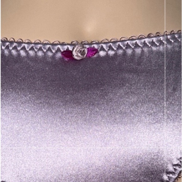 IZA Silky Satin & Lace Stretchy Lavender Purple Cheekini‎ Brazilian Almost Thong - Picture 8 of 17